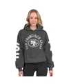 Starter Heather Charcoal San Francisco 49ers Star Player Cropped Fleece Pullover Hoodie In Gray