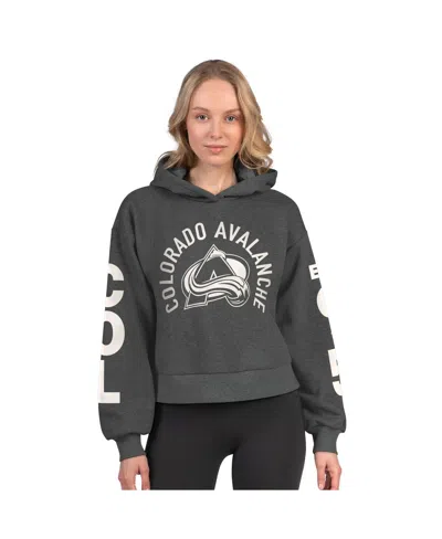 Starter Women's Heather Charcoal Tampa Bay Lightning Star Player Cropped Fleece Hoodie In Gray