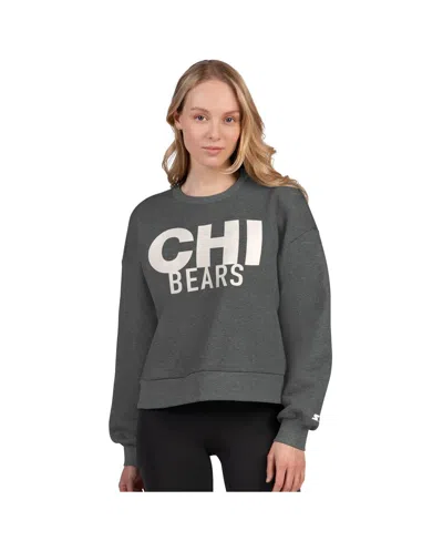 Starter Women's Heather Gray Chicago Bears Show Up Cropped Fleece Pullover Sweatshirt