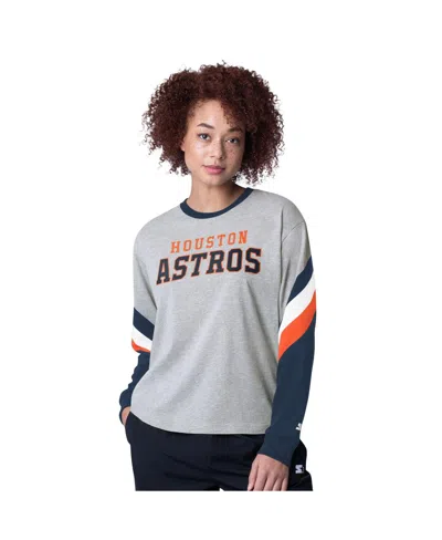 Starter Women's Heather Gray Houston Astros Triple A Fashion Color Block Long Sleeve Top