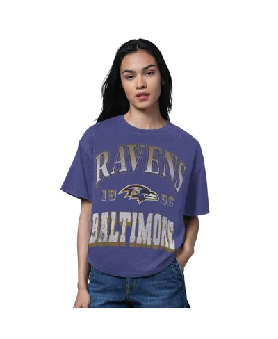 Starter Women's Heather Purple Baltimore Ravens Oversized Hall Of Fame T-shirt