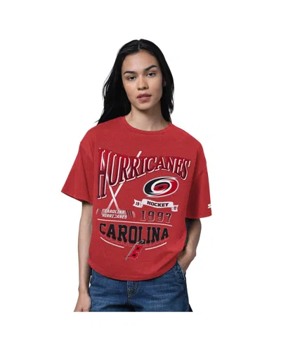 Starter Women's Heather Red Carolina Hurricanes Oversized Hall Of Fame T-shirt