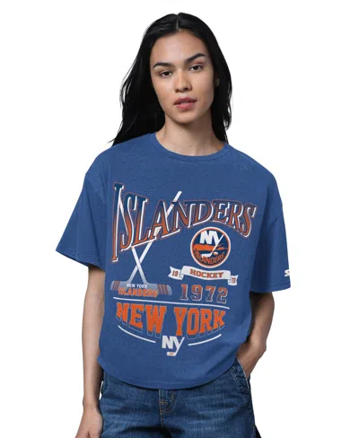 Starter Women's Heather Royal New York Islanders Oversized Hall Of Fame T-shirt In Blue