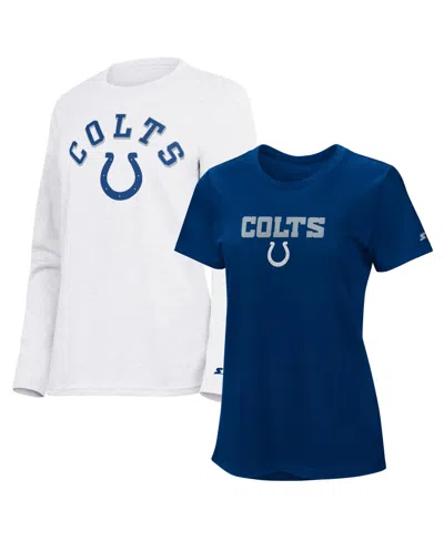 Starter Women's Indianapolis Colts Short-sleeve And Long-sleeve T-shirt, 2-piece Set In Blue