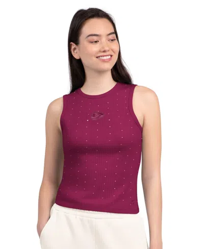 Starter Women's Kansas City Chiefs Crewneck Sleeveless Rhinestone Tank Top In Burgundy
