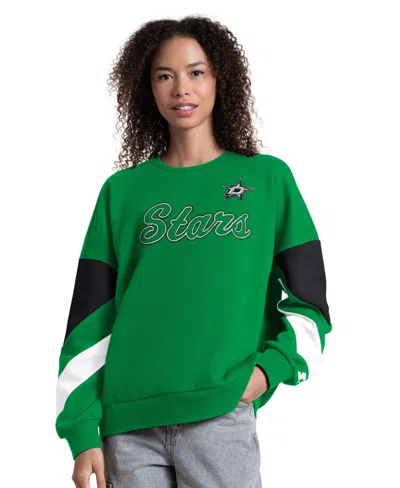 Starter Women's Kelly Green Dallas Stars Grand Slam Sleeve Color Block Sweatshirt