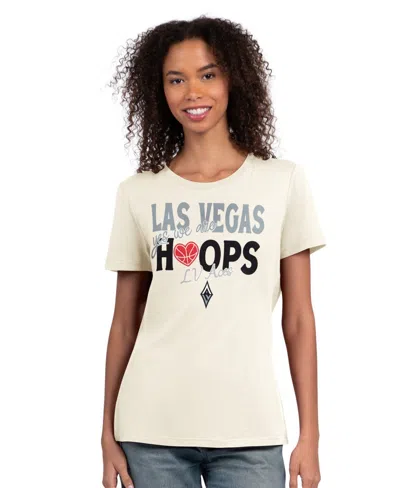 Starter Women's Las Vegas Aces Endzone Screen-print Crewneck T-shirt In Neutral