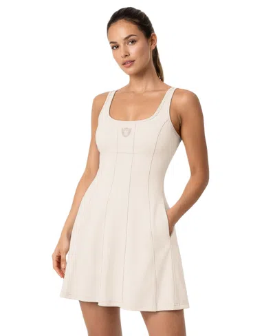 Starter Women's Las Vegas Raiders Mini Scoop Neck Fit & Flare Dress In White