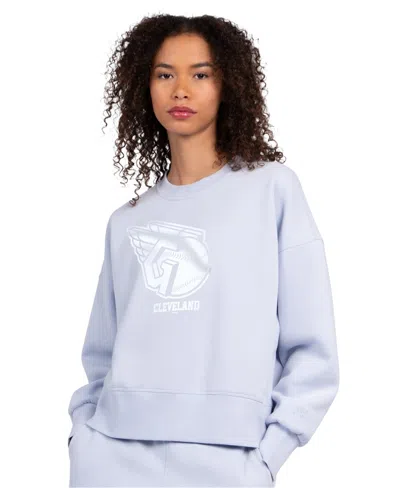 Starter Women's Light Blue Cleveland Guardians Pastels Boxy Fleece Sweatshirt