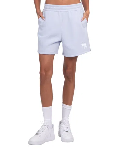Starter Women's Light Blue New York Yankees Pastel High Waisted Shorts In Gray