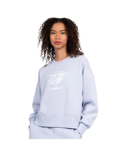 Starter Women's Light Blue Oklahoma City Thunder Pastel Boxy Sweatshirt In Gray