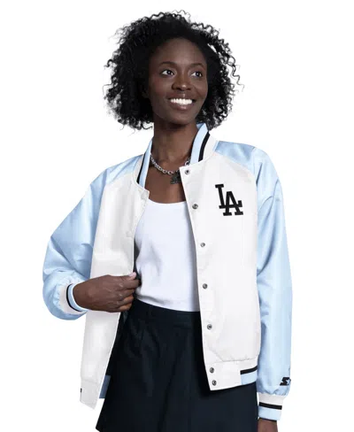 Starter Women's Light Blue/white Los Angeles Dodgers Blitz Varsity Raglan Full-snap Satin Jacket In Multi