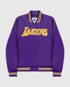 Starter Women's Los Angeles Lakers Satin Full Snap Jacket In Purple In Purple