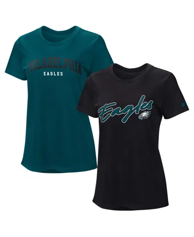 Starter Women's Midnight Green/black Philadelphia Eagles Combo Pack T-shirt