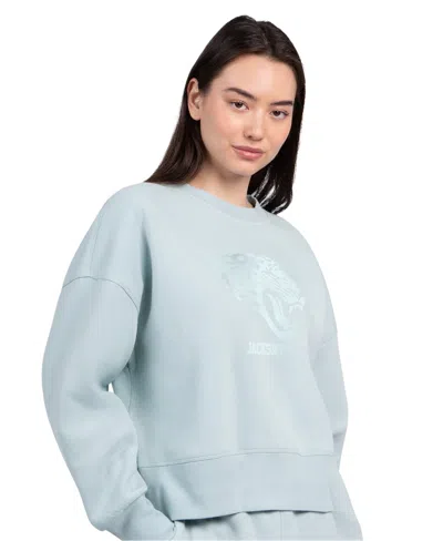 Starter Women's Mint Jacksonville Jaguars Travel Pastels Boxy Fleece Sweatshirt In Green