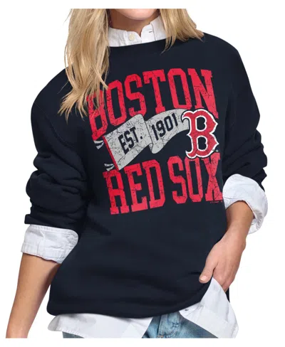 Starter Women's Navy Boston Red Sox Pennant Flag Fleece Sweatshirt In Multi
