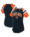 Starter Women's Navy Chicago Bears Game On Notch Neck Raglan T-shirt In Navy