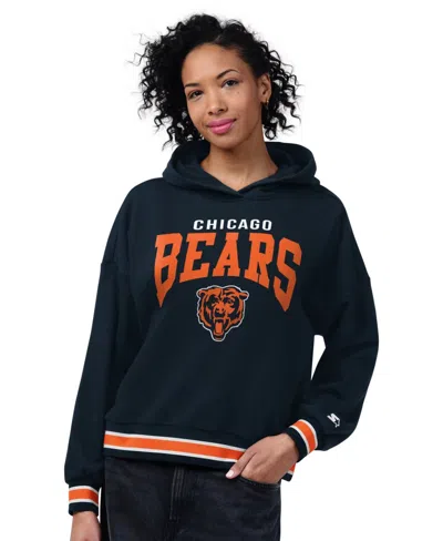 Starter Women's Navy Chicago Bears Home Plate Hoodie In Blue