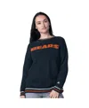 Starter Women's Navy Chicago Bears Oversized On The Ball Intarsia Knit Pullover Sweater In Navy