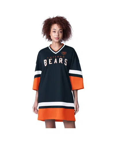 Starter Women's Navy Chicago Bears Slap Shot 3/4 Sleeve Sneaker Dress