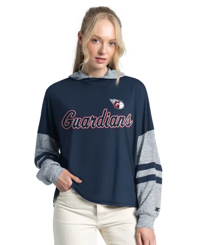 Starter Women's Navy Cleveland Guardians Fuel Up Lightweight Hoodie In Blue