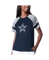 Shop Starter Women's Navy Dallas Cowboys 1st Rounder Color Block Raglan Top In Navy,gray