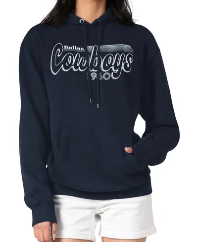 Starter Women's Navy Dallas Cowboys Groovy Script Pullover Hoodie In Blue