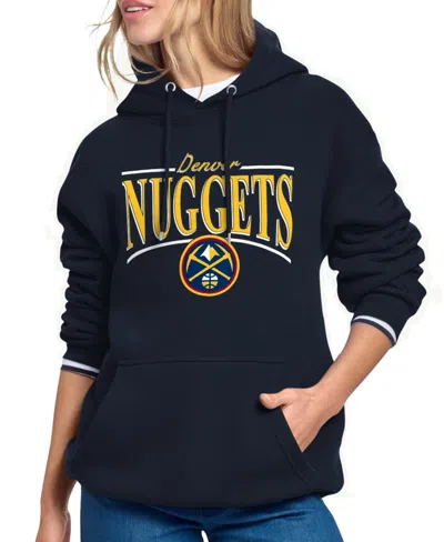 Starter Women's Navy Denver Nuggets Arch Stripe Fleece Hoodie In Blue