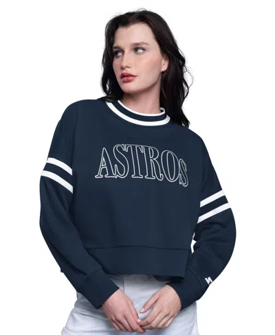 Starter Women's Navy Houston Astros Power Play Cropped Pullover Sweatshirt In Blue