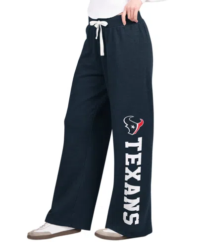 Starter Women's Navy Houston Texans Field Wide Leg Sweatpants In Black