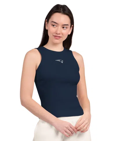 Starter Women's Navy New England Patriots Athleisure Cropped Tank Top In Blue