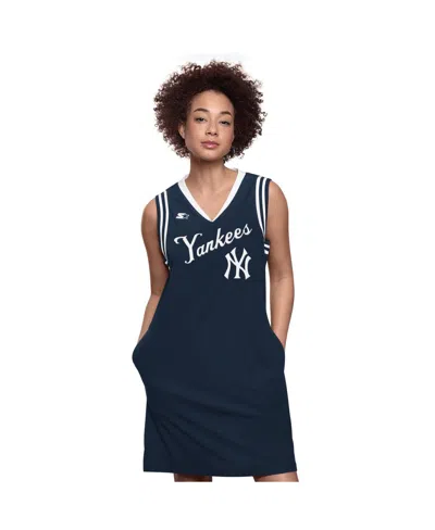 Starter Women's Navy New York Yankees Fast Track Sneaker V-neck Dress