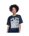 Starter Women's Navy New York Yankees Play The Ball Boxy Cropped T-shirt