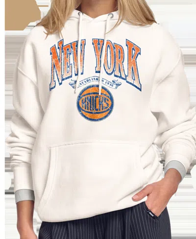 Starter Women's New York Knicks Court Legacy Long-sleeve Distressed Hoodie In White