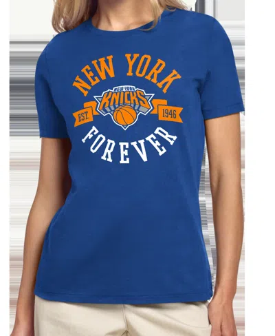Starter Women's New York Knicks Ny Forever Crewneck Screen-print T-shirt In Blue