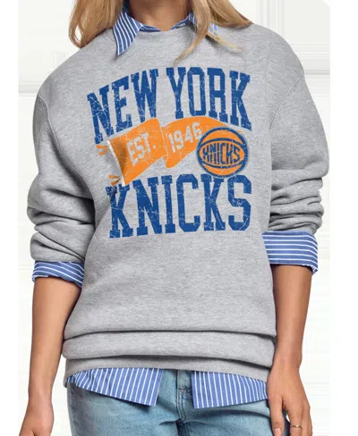 Starter Women's New York Knicks Pennant Retro-inspired Crewneck Sweatshirt In Gray