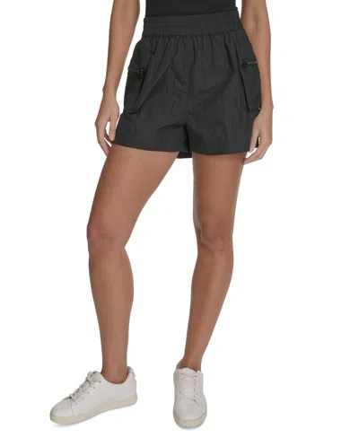 Starter Women's Nylon Zip-pocket Pull-on Cargo Shorts In Black