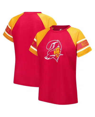 Starter Women's Orange Tampa Bay Buccaneers 1st Rounder Color Block Raglan Top In Red