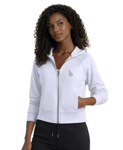 Starter Women's Pastel Blue Los Angeles Dodgers Cropped Full-zip Fleece Hoodie In White