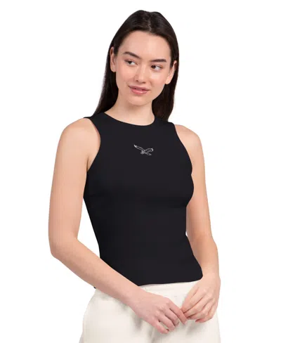 Starter Women's Philadelphia Eagles Cropped Ribbed Tank Top In Black