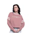 Starter Women'sâ Pink Chicago Cubs Power Play Cropped Pullover Sweatshirt In Pink