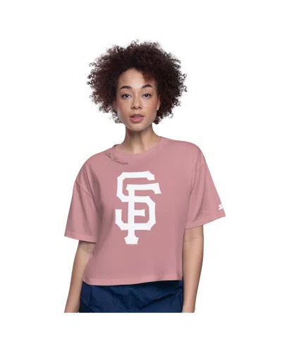 Starter Women's Pink San Francisco Giants Play The Ball Boxy Cropped T-shirt
