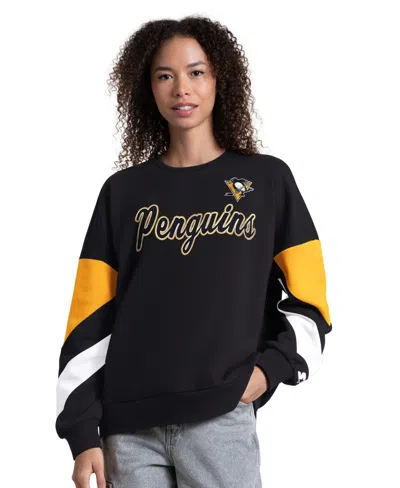 Starter Women's Pittsburgh Penguins Grand Slam Color-block Sweatshirt In Black