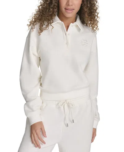Starter Women's Polo-collar Long-sleeve Sweatshirt In Egret