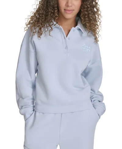 Starter Women's Polo-collar Long-sleeve Sweatshirt In Heather