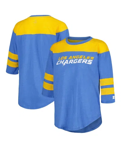 Starter Women's Powder Blue Los Angeles Chargers Fullback Tri-blend 3/4-sleeve T-shirt