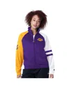 Starter Women's Purple Los Angeles Lakers Line Up Dolman Raglan Full-zip Track Jacket In Purple