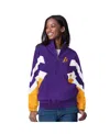 Starter Women's Purple Los Angeles Lakers Renegade Oxford Half-zip Jacket In Purple