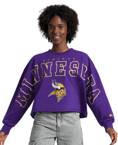 Starter Women's Purple Minnesota Vikings Bleachers Cropped Sweatshirt