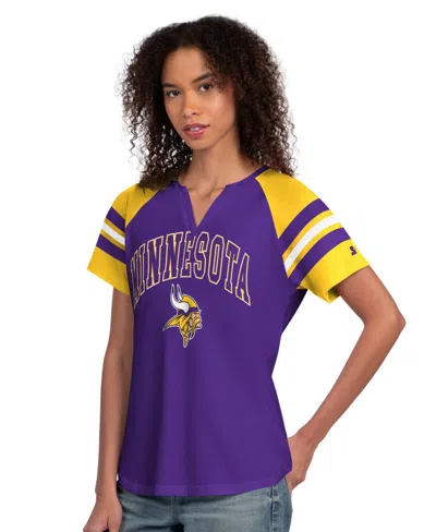 Starter Women's Purple Minnesota Vikings Game On Notch Neck Raglan T-shirt